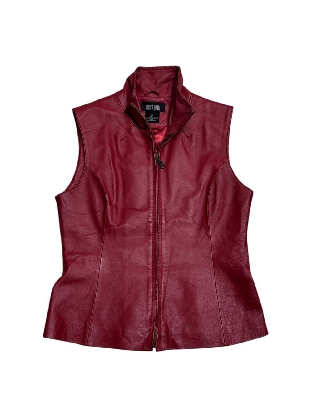 VINTAGE MARK ALAN LEATHER Vest Red Luxury Designer Retro Womens Small